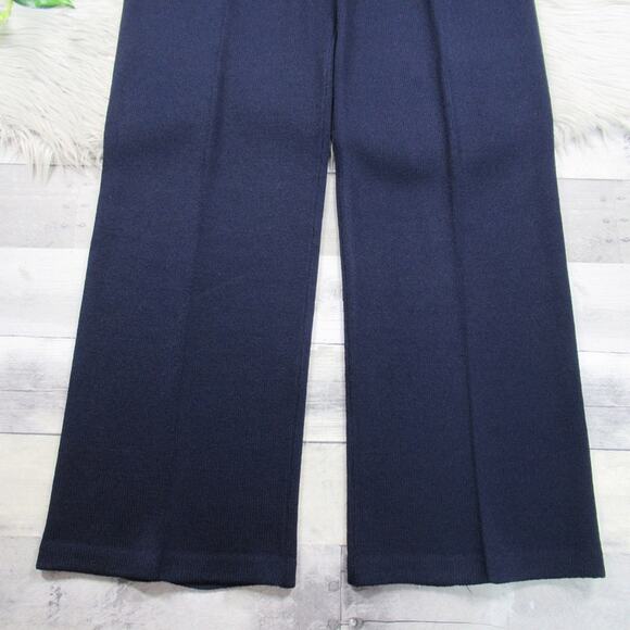 ST. JOHN Dark Blue Santana Knit Wool Blend Knit Trousers Pants Women’s Size 12 - Picture 6 of 12